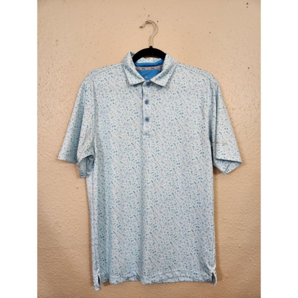 Walter Hagen Golf‎ Polo Shirt Novelty Print Performance Blue Small